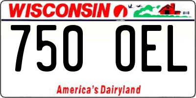WI license plate 750OEL