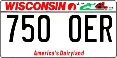 WI license plate 750OER