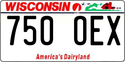 WI license plate 750OEX