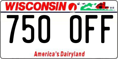 WI license plate 750OFF