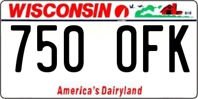 WI license plate 750OFK