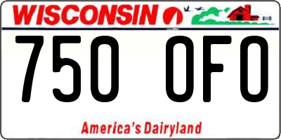 WI license plate 750OFO