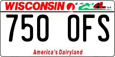 WI license plate 750OFS