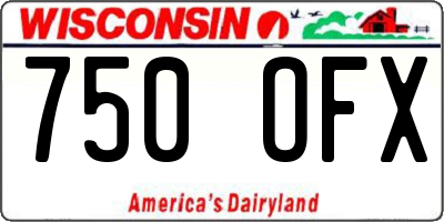 WI license plate 750OFX
