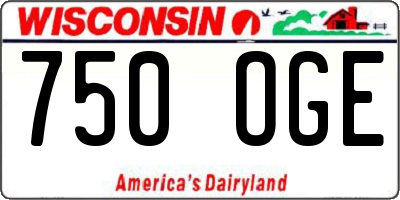 WI license plate 750OGE