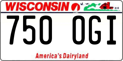 WI license plate 750OGI