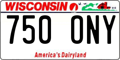 WI license plate 750ONY