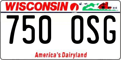 WI license plate 750OSG