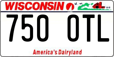 WI license plate 750OTL