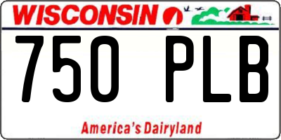 WI license plate 750PLB
