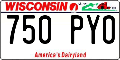 WI license plate 750PYO