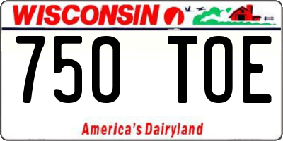 WI license plate 750TOE