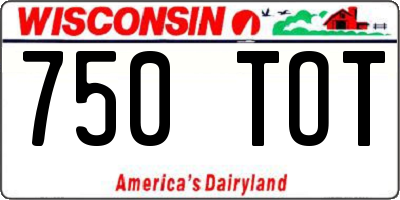WI license plate 750TOT