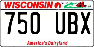 WI license plate 750UBX