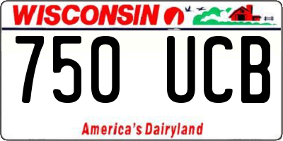 WI license plate 750UCB