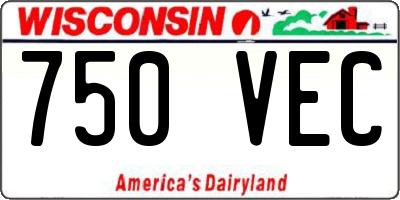 WI license plate 750VEC