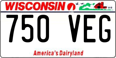WI license plate 750VEG