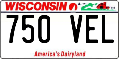 WI license plate 750VEL