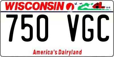 WI license plate 750VGC
