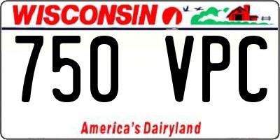 WI license plate 750VPC