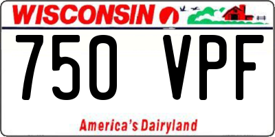 WI license plate 750VPF