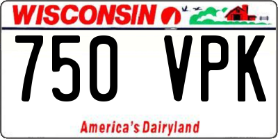 WI license plate 750VPK