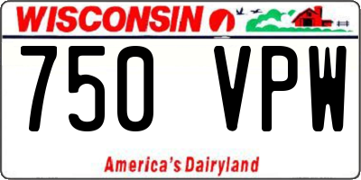 WI license plate 750VPW
