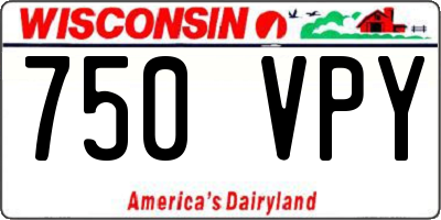 WI license plate 750VPY
