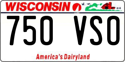 WI license plate 750VSO