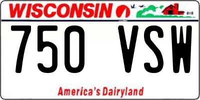 WI license plate 750VSW
