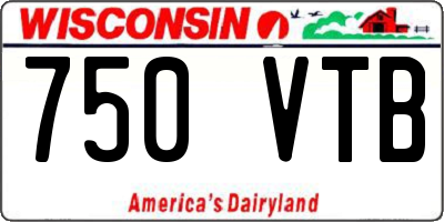 WI license plate 750VTB