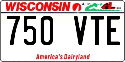 WI license plate 750VTE
