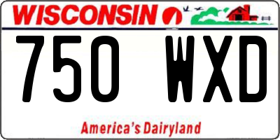 WI license plate 750WXD