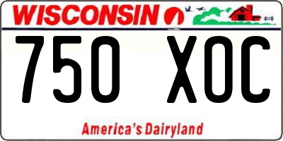 WI license plate 750XOC