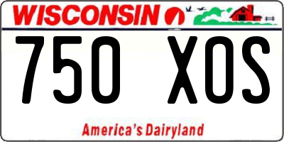 WI license plate 750XOS