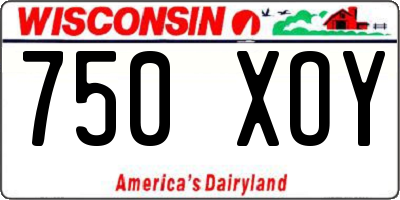 WI license plate 750XOY
