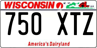 WI license plate 750XTZ