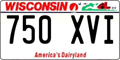 WI license plate 750XVI