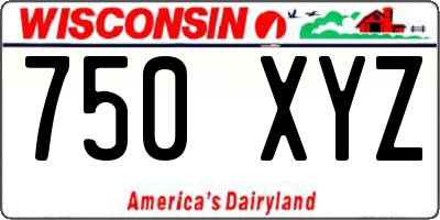 WI license plate 750XYZ