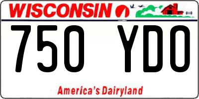 WI license plate 750YDO