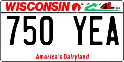 WI license plate 750YEA