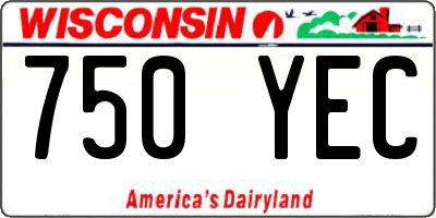 WI license plate 750YEC