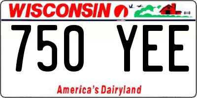 WI license plate 750YEE
