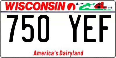 WI license plate 750YEF