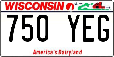 WI license plate 750YEG