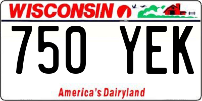 WI license plate 750YEK