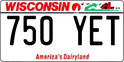 WI license plate 750YET