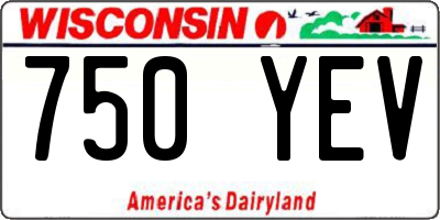 WI license plate 750YEV