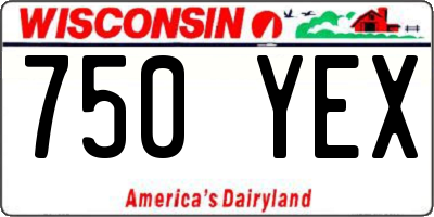 WI license plate 750YEX