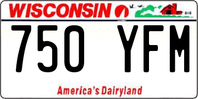 WI license plate 750YFM